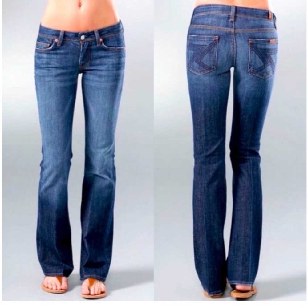 7 For All Mankind Women’s 27 Flare Jeans Light Wash Denim Boho Festival Stretch